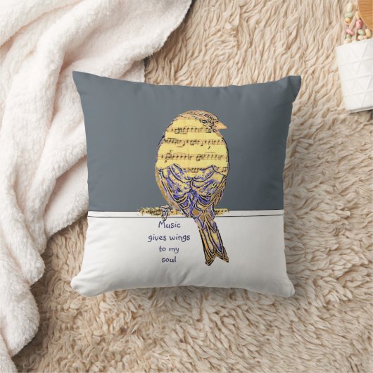 私の与え魂に音楽の翼ミュージックノートバードの引用文 クッション (ブランケット)