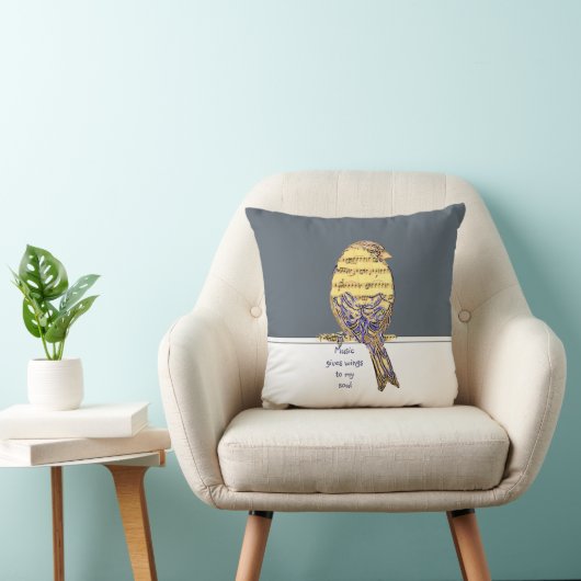 私の与え魂に音楽の翼ミュージックノートバードの引用文 クッション (椅子)