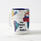 私の世界のマグを揺すります ツートーンマグカップ (正面左)