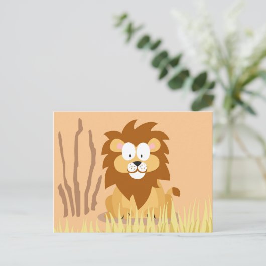 私の世界の動物のセリエからのライオン ポストカード (スタンド正面)