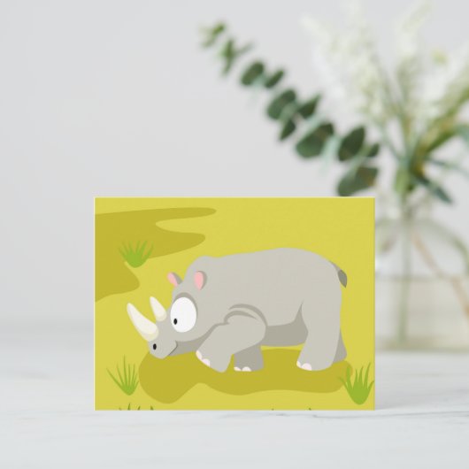 私の世界の動物のセリエからのRhino ポストカード (スタンド正面)