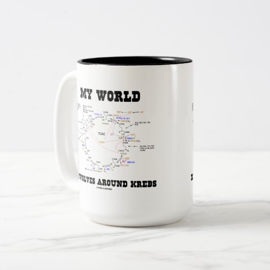 私の世界はクレブのまわりにスをリボルブ(エネルギーサイクル) ツートーンマグカップ (正面左)