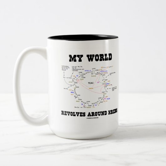 私の世界はクレブのまわりにスをリボルブ(エネルギーサイクル) ツートーンマグカップ (左)