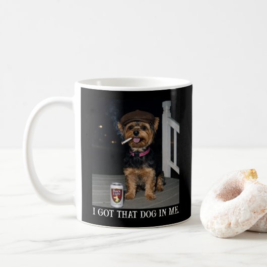 私の中にあの犬がいる、ユモアたっぷりのヨークシャーテリアの性格 コーヒーマグカップ (ドーナツ)