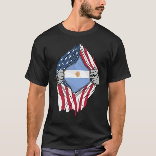私の中のアルゼンチンの血液アルゼンチン国旗 Tシャツ (正面)