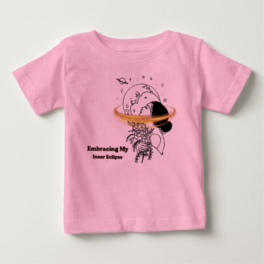 私の中のエクリプスを受け入れる 天体月ラインアート ベビーTシャツ (正面)