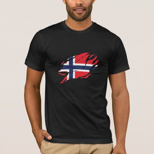私の中のノルウェー国旗、爪の中のスカンジナビア Mar Tシャツ (正面)