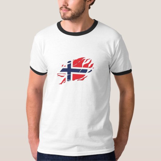 私の中のノルウェー国旗、爪マークの中のスカンジナビア Tシャツ (正面)