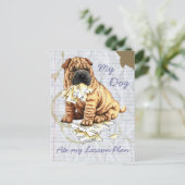 私の中国のShar-Pei私のレッス食べンプラン ポストカード (スタンド正面)