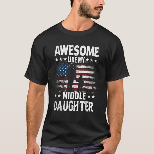 私の中素晴らし娘のレトロのアメリカ国旗の脂肪 Tシャツ (正面)