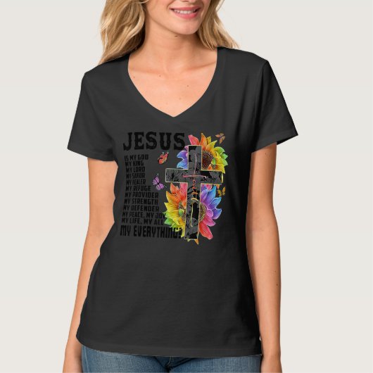 私の主イエス私の救い主の花キリストを渡る Tシャツ (正面)