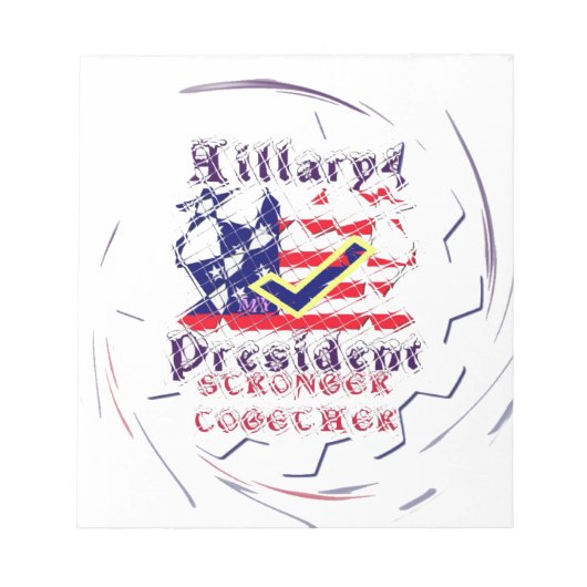 私の主宰と一緒に強いヒラリーUSAに投票 ノートパッド (正面)