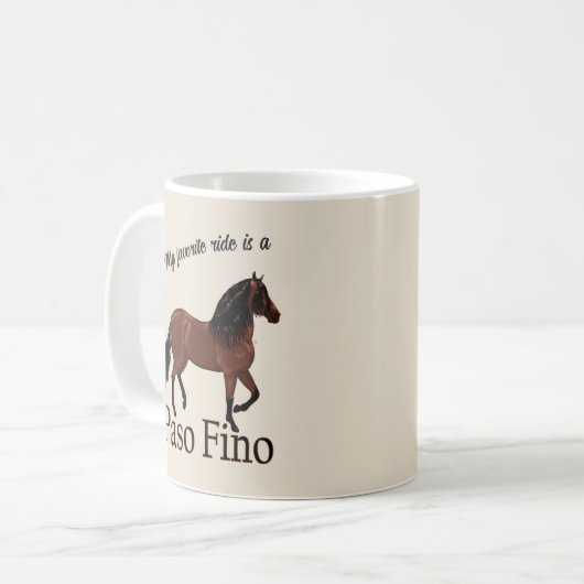 私の乗お気に入りのり物はパソフィノ馬の馬乗り コーヒーマグカップ (正面左)