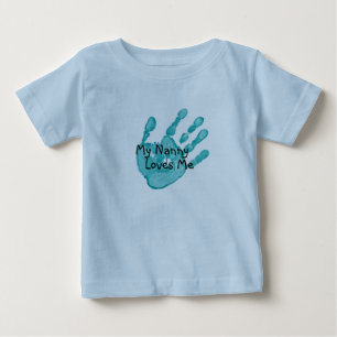"私の乳母私を"は-ティール(緑がかった色)愛します ベビーTシャツ