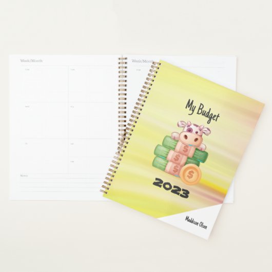 私の予算かわいい金の牛の大理石の名前 プランナー手帳 (ディスプレー)