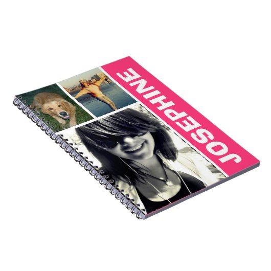 私の事お気に入りのはホットピンクの写真コラージュジャーナル ノートブック (右側)