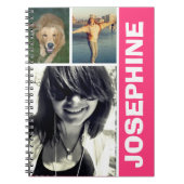 私の事お気に入りのはホットピンクの写真コラージュジャーナル ノートブック (正面)