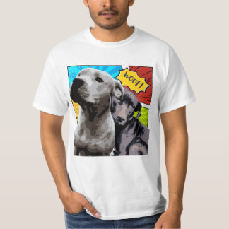 私の二匹の犬のピットブルとスタッフィーのオリジナルアート Tシャツ
