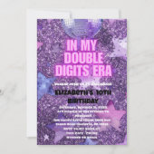 私の二桁の時代の紫のトレンドな誕生日 招待状 (正面)