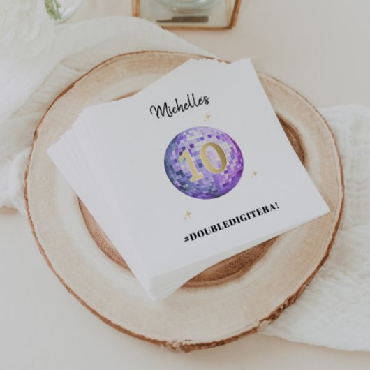 私の二桁の時代10誕生日の紫の釉薬 スタンダードカクテルナプキン