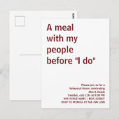 私の人々と「I do」の前に素朴な食事 ポストカード (正面/裏面)