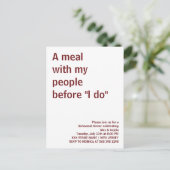 私の人々と「I do」前の楽しい素朴な食事 ポストカード (スタンド正面)