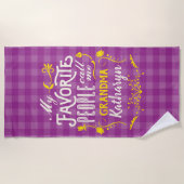 私の人々は私をパープル·ギンガムお気に入りのおばあちゃんと呼ぶ ビーチタオル (正面)