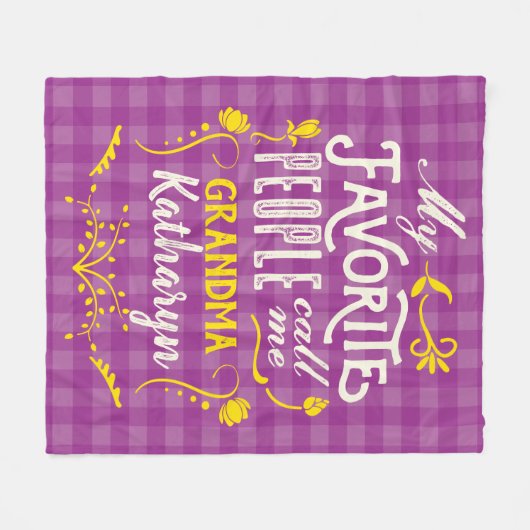 私の人々は私をパープル·ギンガムお気に入りのおばあちゃんと呼ぶ フリースブランケット (正面(横))