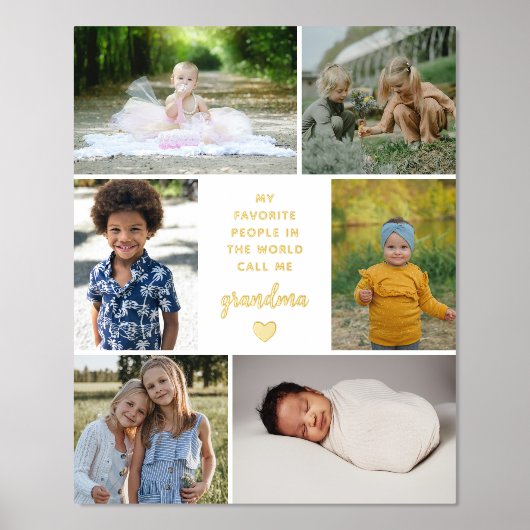 私の人お気に入りの々は私を祖母と呼ぶ写真コラージュ 箔ポスター (正面)