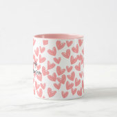 私の人お気に入りのピンクハート2トーンのマグカップ マグカップ (中央)