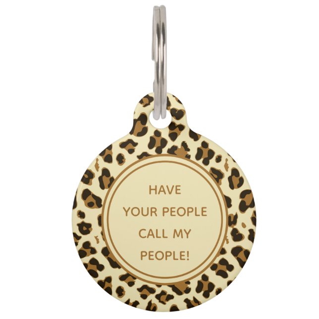 私の人を可愛いヒョウ柄と呼んでもらう ペット　ネームタグ (正面)