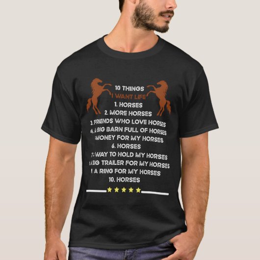 私の人生で欲しい10のもの 馬 馬好き女子 Tシャツ (正面)