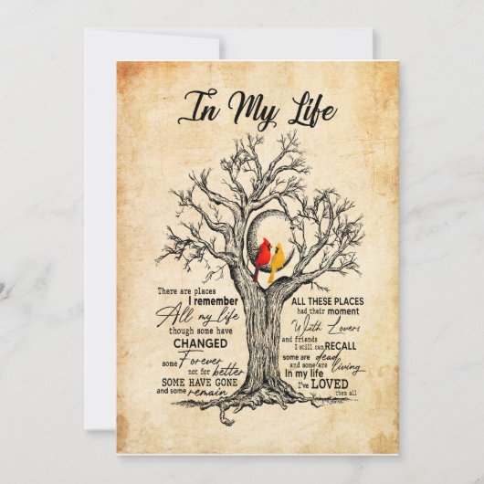 私の人生で | 私は一生これらの場所を覚えている 招待状 (正面)