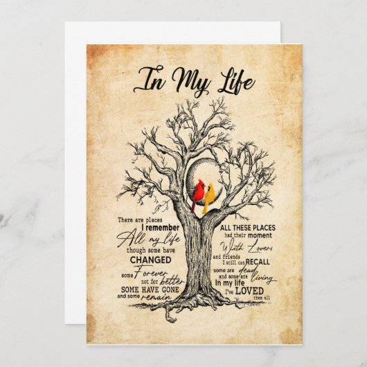 私の人生で | 私は一生これらの場所を覚えている 招待状 (正面/裏面)