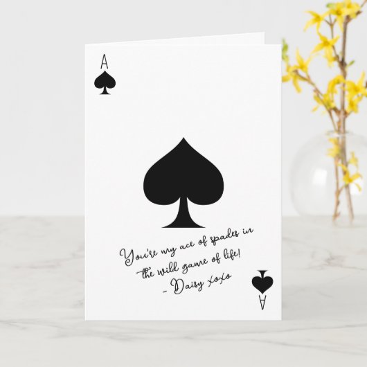 私の人生というワイルドゲームのスペードのエースが愛する人 カード (黄色い花)