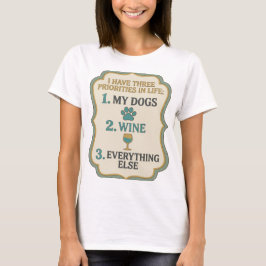 私の人生には3つの優先事項がある 1 愛犬 2 ワイン 3 Tシャツ