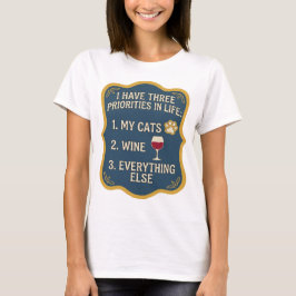 私の人生には3つの優先事項がある 1 猫 2 勝つ v3 tシャツ