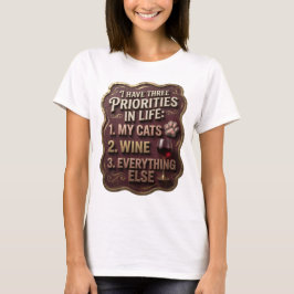 私の人生には3つの優先順位がある 1 猫 2 ワイン 3 Tシャツ