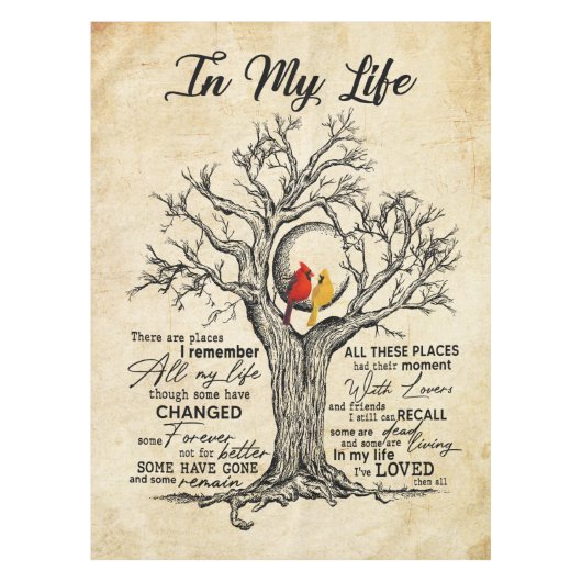 私の人生には、思い出す場所があるヴィンテージ テーブルクロス (正面)