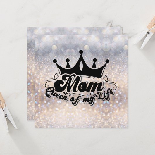 私の人生の女王 ママ きらきら母の日のカード カード (正面/裏面インサイチュ)