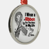 私の人生の息子のヒーロー脳癌 メタルオーナメント (右)