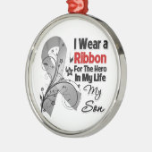 私の人生の息子のヒーロー脳癌 メタルオーナメント (左)