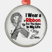 私の人生の息子のヒーロー脳癌 メタルオーナメント (正面)