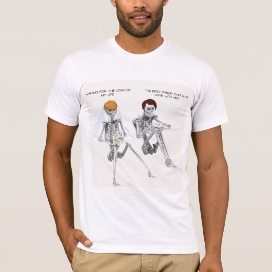 私の人生の愛をBFと待つミーム Tシャツ (正面)