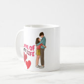 私の人生の愛，二つのハート,赤いハート，カップル コーヒーマグカップ (正面左)