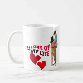 私の人生の愛，二つのハート,赤いハート，カップル コーヒーマグカップ