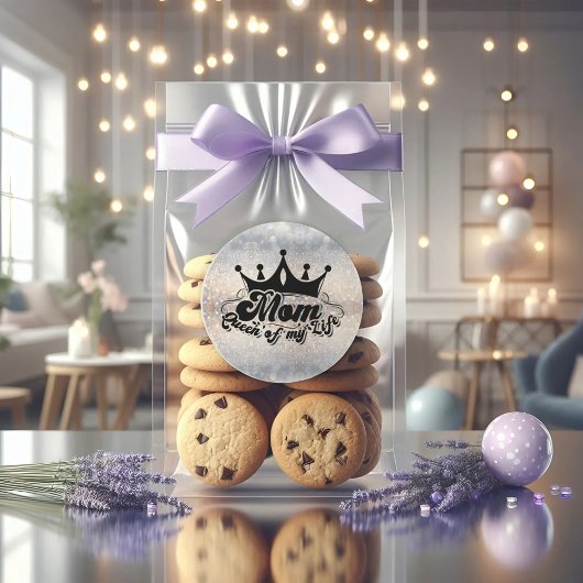 私の人生の母クイーングリッタークラシックラウンドステッカー ラウンドシール