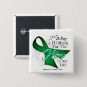 私の人生の肝がんリボンヒーロー 缶バッジ (正面&裏面)