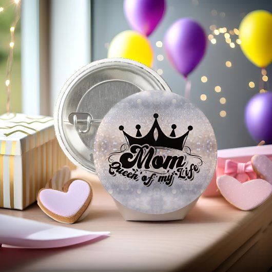 私の人生のMOMクイーンエレガントグリッターボタン 缶バッジ
