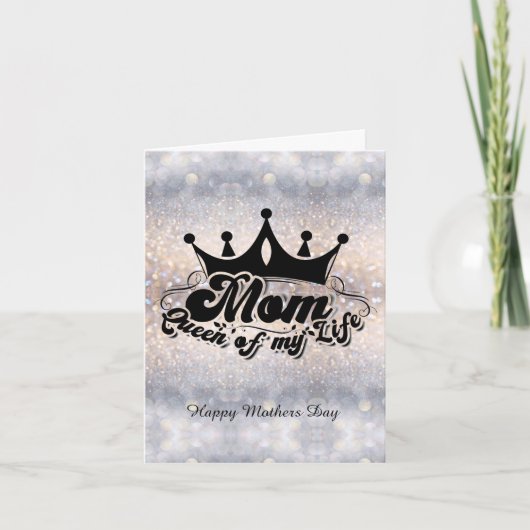 私の人生のMOMクイーングリッター折り畳みノートカード ノートカード (正面)
